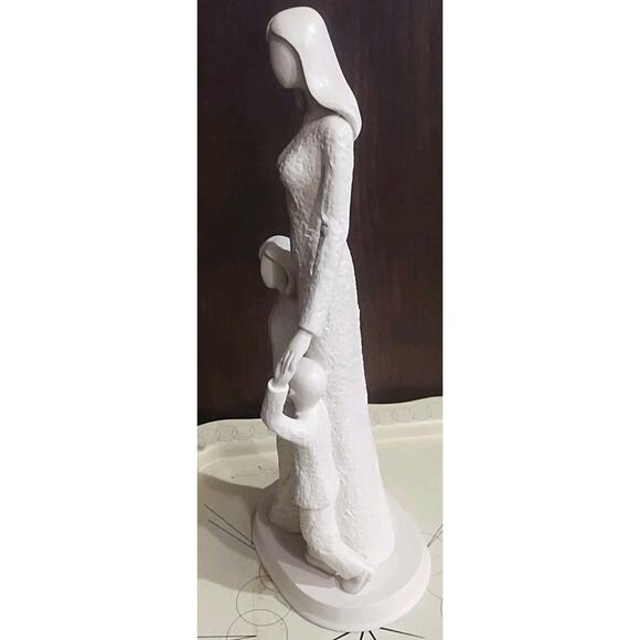 Vintage Mother & Children Statue Gift Figurine Ivory Mom Large 15" Neutral Decor - Picture 4 of 6